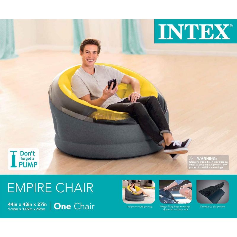 Intex Empire Inflatable Chair Yellow 44" X 43" X 27", 3 of 4