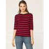 INSPIRE CHIC Women's Elbow Sleeves Boat Slim Fit Casual Stripe Animal Print Multi Floral Pattern T-Shirt - 4 of 4