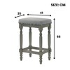 DSVIMOY Counter and Bar Stool Rustic Wooden Set of 2 with Velvet Padded Seat for Farmhouse Dining, Gray, 30.51"*18.9"*9.45" - 3 of 4