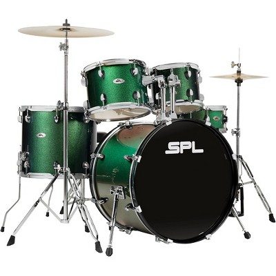 Sound Percussion Labs UNITY II 5-Piece Complete Drum Set With Hardware, Cymbals and Throne Pine Green Glitter