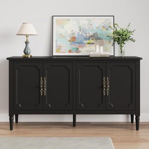 Heynemo Sideboard Buffet Cabinet with Storage, 58'' Mid Century Modern Crendenza Accent Cabinet with 4 Doors and Adjustable Shelves - 1 of 2