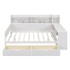 Wooden Full Size Bed Frame With Storage Shelves And 2 Storage Drawers,Multi-functional Bed With A Study Desk -Maison Boucle - 4 of 4