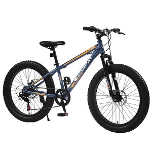 NAYSAYE 24 Inch Fat Tire Mountain Bike with 7 Speed Shifter Dual Disc Brake for Adults and Youth, Gray, 67"*25"*40" - 1 of 4