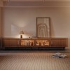 POVISON 118.11"Mid-Century Modern Tambour Door TV Stand with LED Lights, LED TV Stand,Walnut Color TV Console - 2 of 4