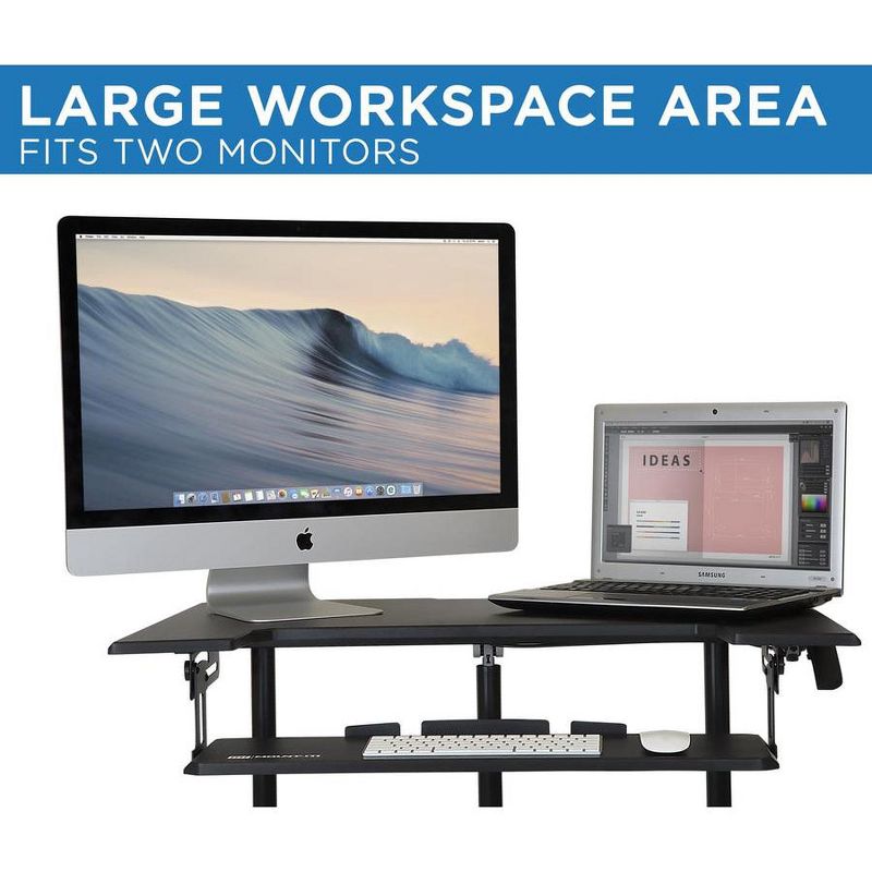 Mount-It! Mobile Standing Desk with Wheels, Rolling Sit Stand Workstation for Desktop Computers & Laptops, 34 Inch Wide with Adjustable Keyboard Tray, 5 of 11