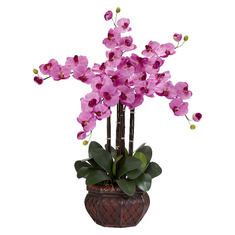 Nearly Natural Phalaenopsis w/Decorative Vase Silk Flower Arrangement, 1 of 5