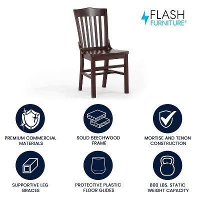 Traditional Walnut Wood Slat Back Dining Chair