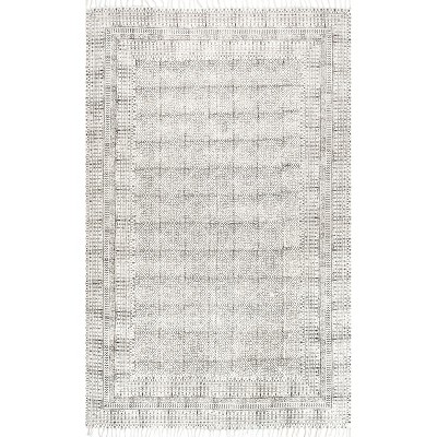 Handmade Moroccan Trellis Ivory Wool 5' x 8' Area Rug