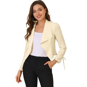 INSPIRE CHIC Women's Open Front Long Sleeves Cropped Length Blazer - 1 of 4