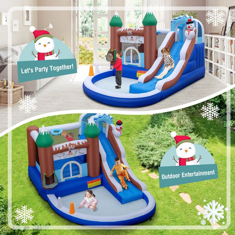 Costway 6-in-1 Winter Theme Snowman Inflatable Castle Kids Bounce House without Blower, 5 of 11