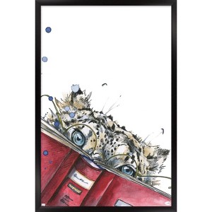 Trends International Snowtap - Snow Leopard Reading Framed Wall Poster Prints - 1 of 4