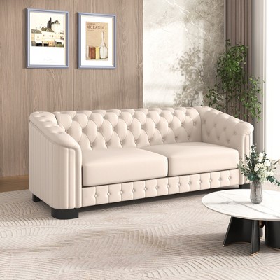 Velvet Upholstered Accent Sofa with Thick Removable Seat Cushion