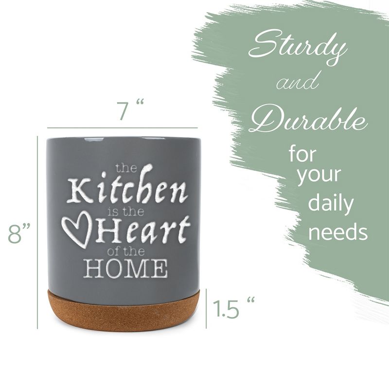 Elanze Designs Heart Of Home Grey X-Large Cork Bottom Kitchen Utensil Holder, 2 of 3