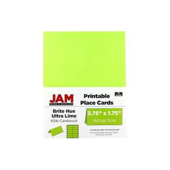 JAM Paper Printable Place Cards 3 3/4 x 1 3/4 Ultra Lime Green Placecards 12/Pack (225928556)