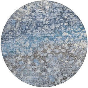 HomeRoots 8' Blue And Gray Round Abstract Washable Indoor Outdoor Area Rug - 1 of 4