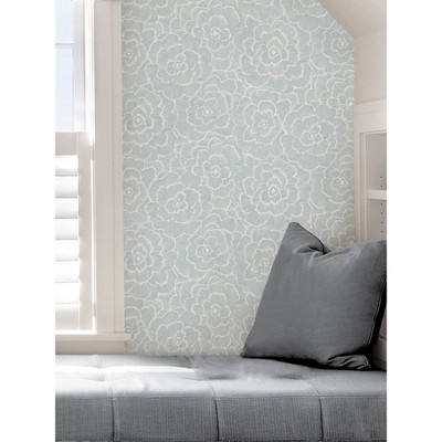 Blue Floral Self-Adhesive Vinyl Peel and Stick Wallpaper