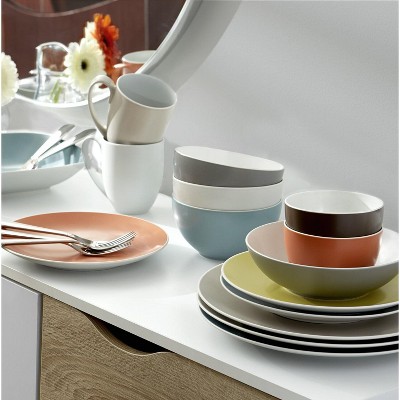 Set of 4 Assorted Color Ceramic Bowls for Cereal, Salad, Soup