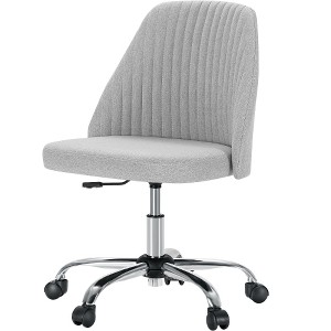 Lyngins Ergonomic Armless Office Chair, Height Adjustable Home Office Desk Chair with Curved Backrest, 360° Swivel Vanity Chair with Wheels - 1 of 4