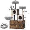Hidden Litter Box Enclosure with Cat Tree Tower, 2-in-1 Cat Condo with Hammocks, Perches, Scratching Posts & Basket - 2 of 4