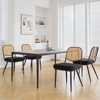 Bekrvio Rattan Dining Chairs Set of 4 - Mid Century Modern Boucle Upholstered Cane Back Side Chairs with Metal Legs for Kitchen - 2 of 4