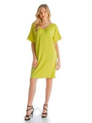 Green Bay Packers Women's V-Neck T-shirt Dress Short Sleeve Dress Loose  Sundress