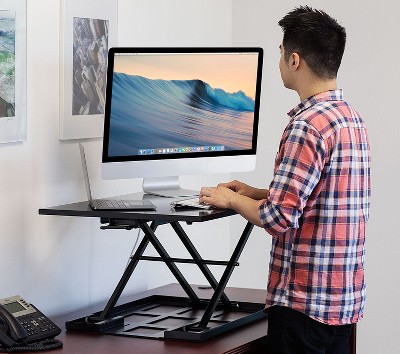 ErgoFlex Ultra Slim 35'' Black Metal Standing Desk Converter