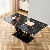 Large Faux Marble Kitchen Table,Table With Tempered Glass Desktop And Crescent Shaped Table Bracket,Rectangular Dining Table-Cuddlewood - 2 of 4