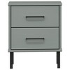 vidaXL Nightstand Storage Bedside Table with 2 Drawers Solid Pine Wood OSLO - Gray - 4 of 4