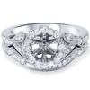 Pompeii3 Vintage Halo Diamond Engagement Ring Setting Semi Mount Matching Wedding Band - 3 of 4