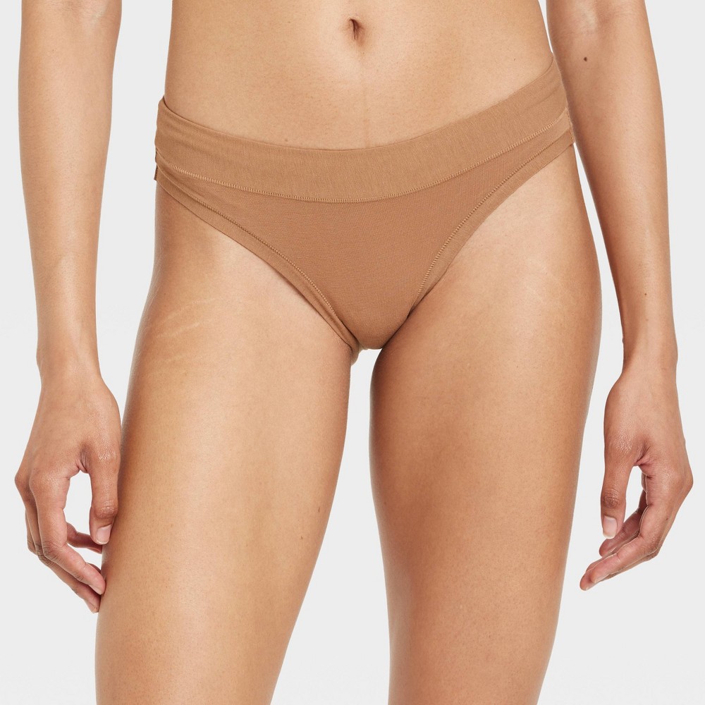 women's cotton stretch bikini underwear - auden™ toffee crunch s: knit jersey, low rise, pull-on
