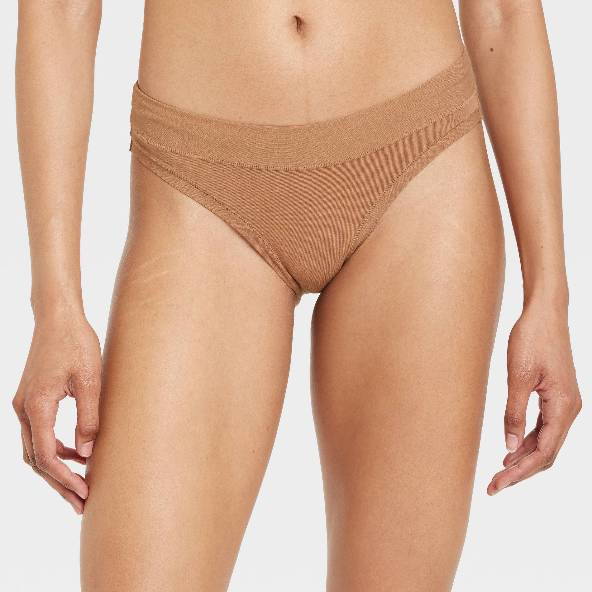 Women's Cotton Stretch Bikini Underwear - Auden™ Toffee Crunch M: Knit Jersey, Low Rise, Pull-On