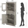67" Tall Bathroom Storage Cabinet with Glass Doors, Adjustable Shelves, Drawer, Modern Freestanding Pantry Cupboard - 2 of 4