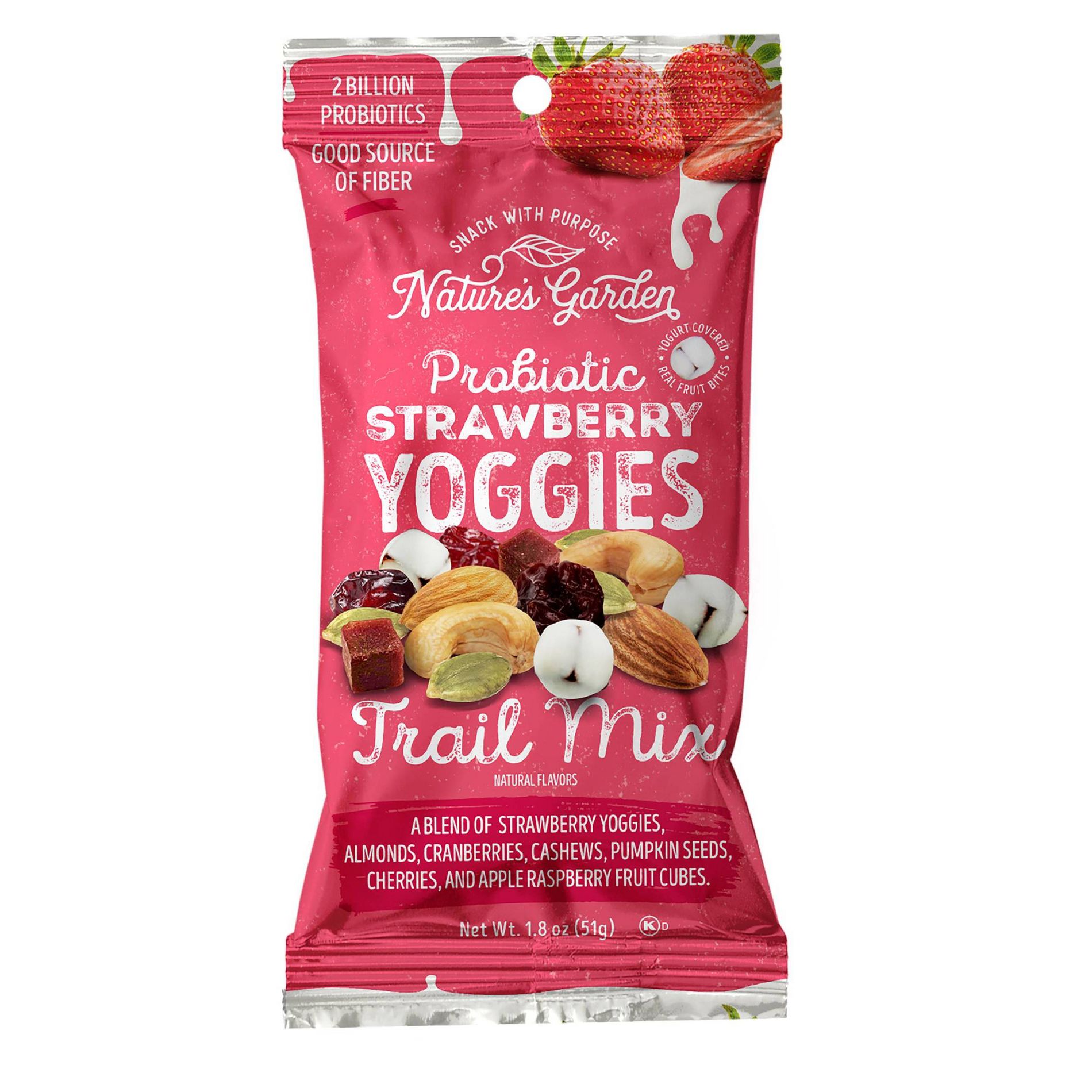 Nature's Garden Snacks Probiotic Yoggies Trail Mix Strawberry - 1.8oz