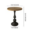 French Country Round Wooden Side Table, Black Retro Accent Pedestal Tea End Table for Living Room or Bedroom – Cuddlewood - 4 of 4