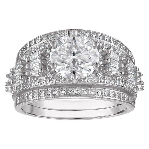 White Lotus Platinum Over Sterling Silver Lab Created Moissanite Ring - 1 of 3