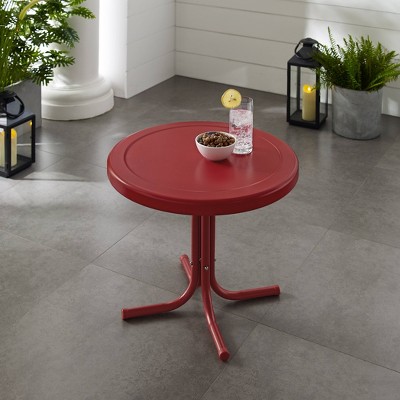 Griffith Red 25" Retro Metal Outdoor Side Table