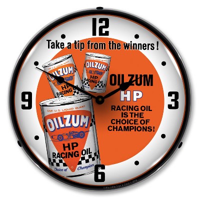 Collectable Sign & Clock | Oilzum HP Oil LED Wall Clock Retro/Vintage, Lighted