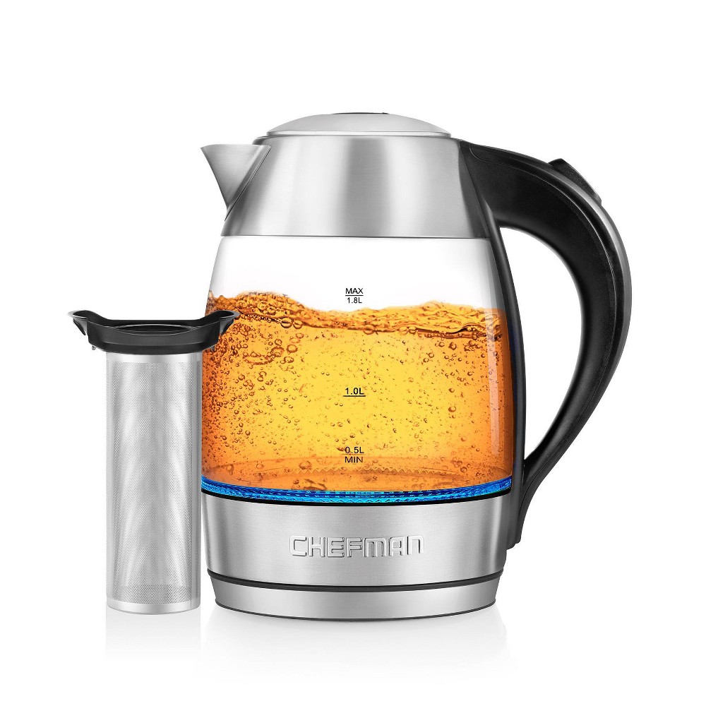 Chefman Glass Electric Kettle with Tea Infuser - Silver