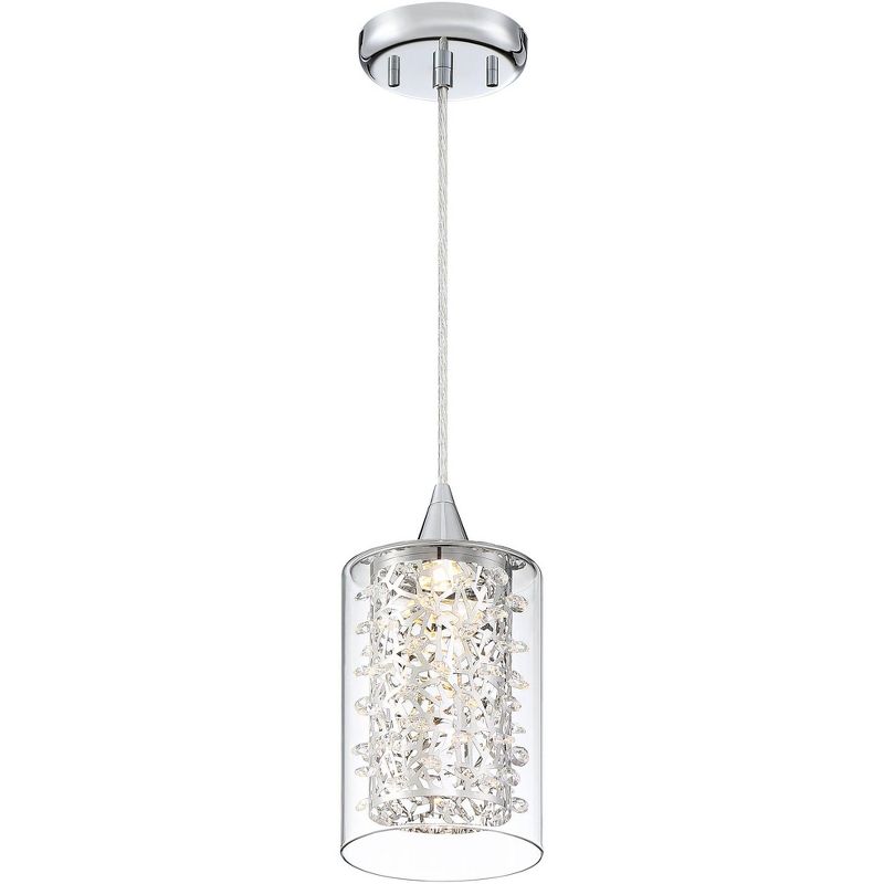 Possini Euro Design Enya Chrome Mini Pendant 5 1/2" Wide Modern Dimmable LED Crystal Clear Glass for Dining Room House Foyer Kitchen Island Entryway, 5 of 8