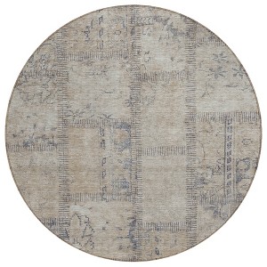 Beige Taupe And Brown Patchwork Washable Indoor Outdoor Area Rug - 1 of 4