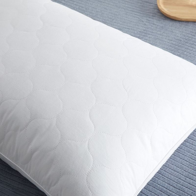 Peace Nest Goose Feather Down Pillow White Quilted Cotton Cover Set of 2, 5 of 8