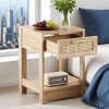 KWPZQEB 15.75" Rattan Nightstand, Bed Side Table with Drawer & Open Shelf, Modern Wooden Night Stand for Bedroom Living Room - 3 of 4