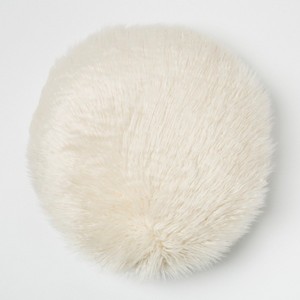 Mongolian Faux Fur Round Throw Pillow Cream - Project 62 , Ivory