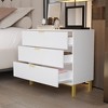 Hitow White 3 Drawer Nightstand Brushed Textured Finish & Metal Legs Bedside Dresser - 3 of 4