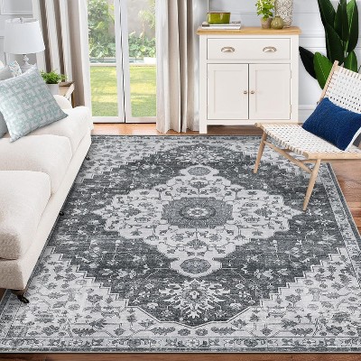 Garvee Washable Area Rug, Non-Slip Distressed Soft Rug
