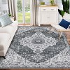 Ft Machine Washable Area Rug, Non-Slip Non-Shedding Vintage Rug for Living Room, Low Pile Oriental Medallion Floral Carpet, Indoor Foldable - 2 of 4