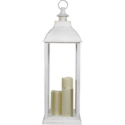 Alpine 28" Candlelit Lantern with LED Lights White