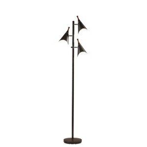 Adesso 68" Draper Collection 3-Arm Tree Lamp Black: ETL Listed, Metal Shade, Rotary Switch - 1 of 4