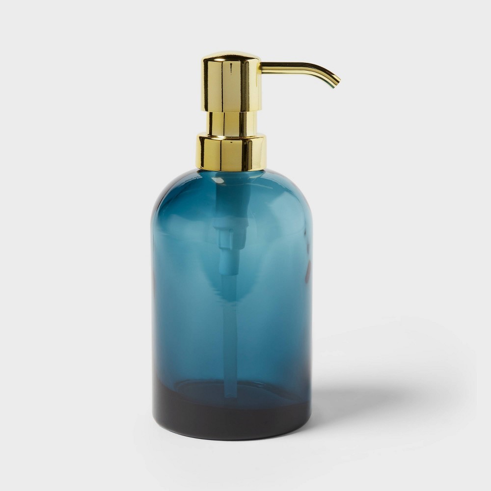 Photos - Other Bathroom Accessories Colored Glass Soap Pump Blue - Threshold™