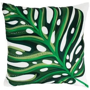 Northlight Palm Leaf with Rhinestones Throw Pillow - 16" - Green and White - 1 of 4